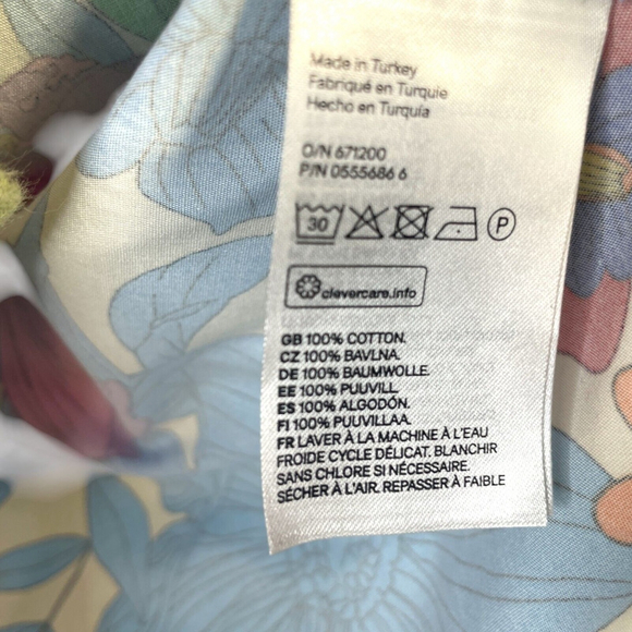 H&M Floral Print Womans Top Bright Flowers Garden Puff Sleeve 100% Cotton SZ 4 - Picture 10 of 12